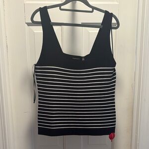 Elie Tahari Black and White Striped Tank Top